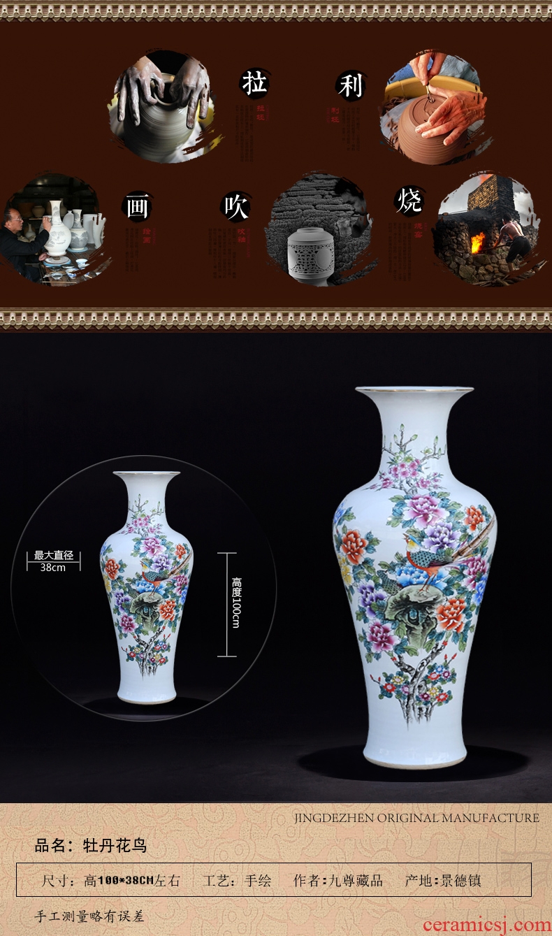 Jingdezhen ceramics, vases, flower arranging large hand - made pastel wealth chun Chinese style household act the role ofing is tasted crafts - 537347115923