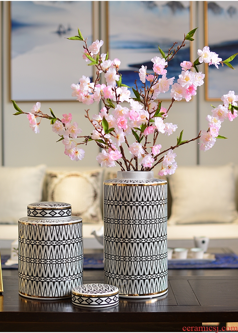 Manual jingdezhen ground vase home TV ark, high creative ceramic insert decorative vase porch place large - 571799520298