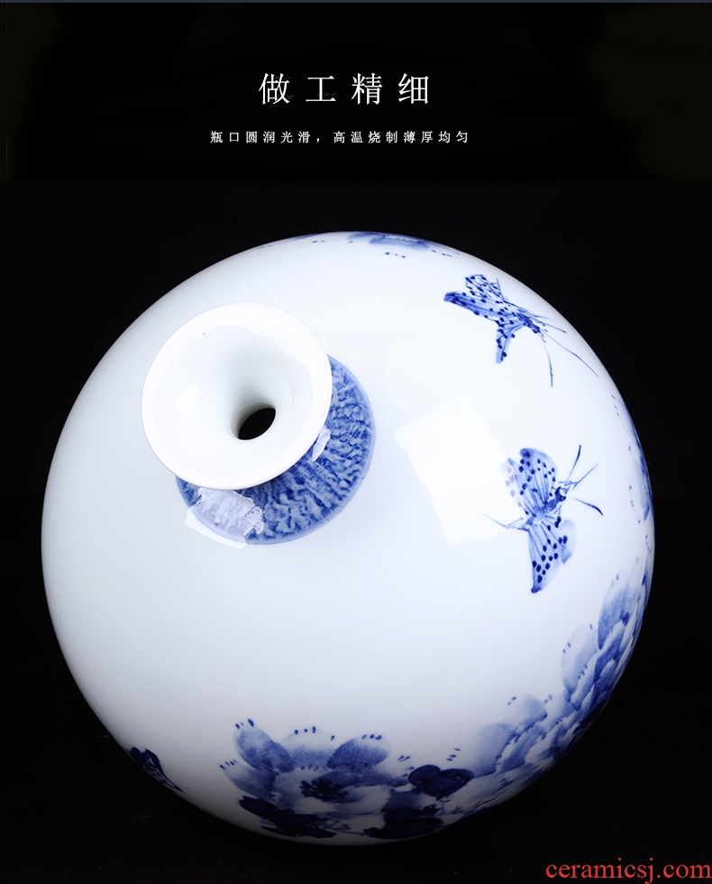 Jingdezhen ceramics hand - made of blue and white porcelain vases, flower arranging furnishing articles large new Chinese style living room office decorations - 561385798971