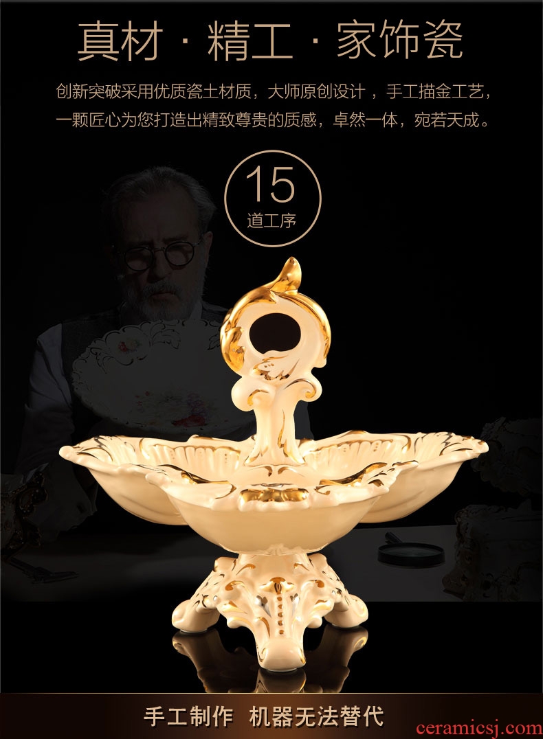 Key-2 Luxury dry fruit tray, snacks, candy dishes creative household ceramics in the living room European - style compote