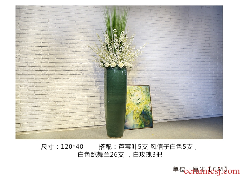 Jingdezhen ceramic big vase colored glaze flower arranging landing place villa living room flower implement contracted and I retro POTS - 569721212544
