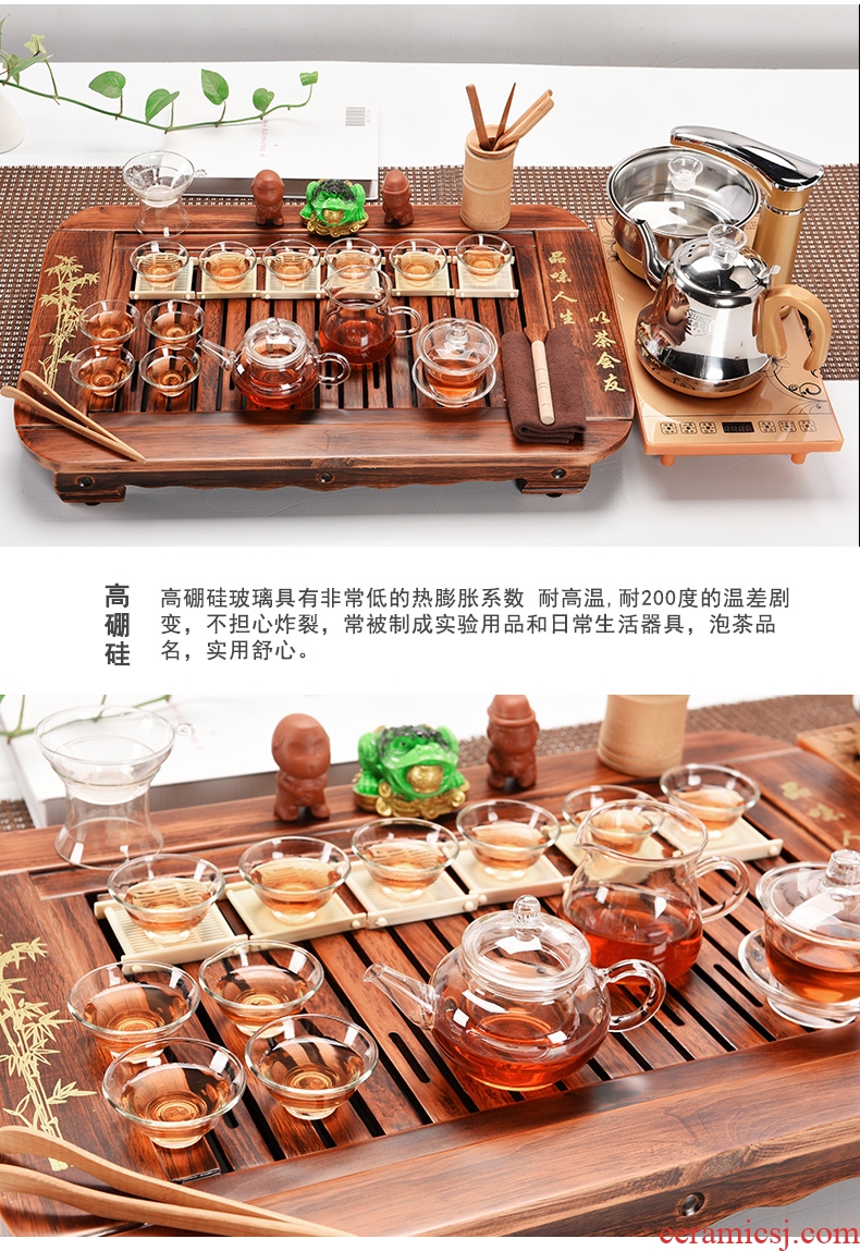 Beauty cabinet four unity tea set home tea sets of purple sand pottery and porcelain of a complete set of kung fu tea tray automatic electric magnetic furnace