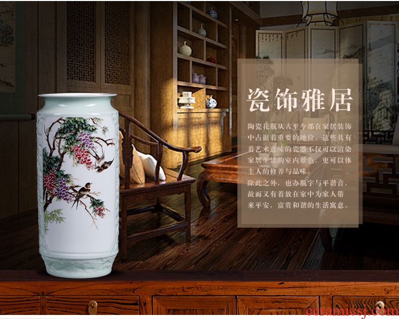 Jingdezhen ceramic large blue and white porcelain vase furnishing articles sitting room ground large new Chinese TV ark, housewarming decorations - 557981065252