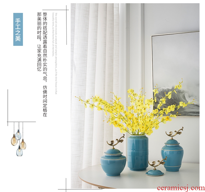I the dining - room of Europe type vase flower arranging furnishing articles sitting room, bedroom adornment porcelain with cover a China ceramic bottle