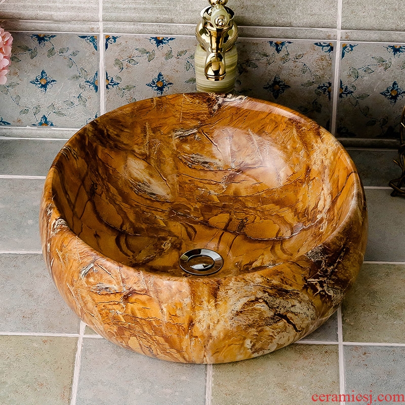 The stage basin circular imitation marble ceramic art European household sanitary toilet wash a face to face basin sink basin