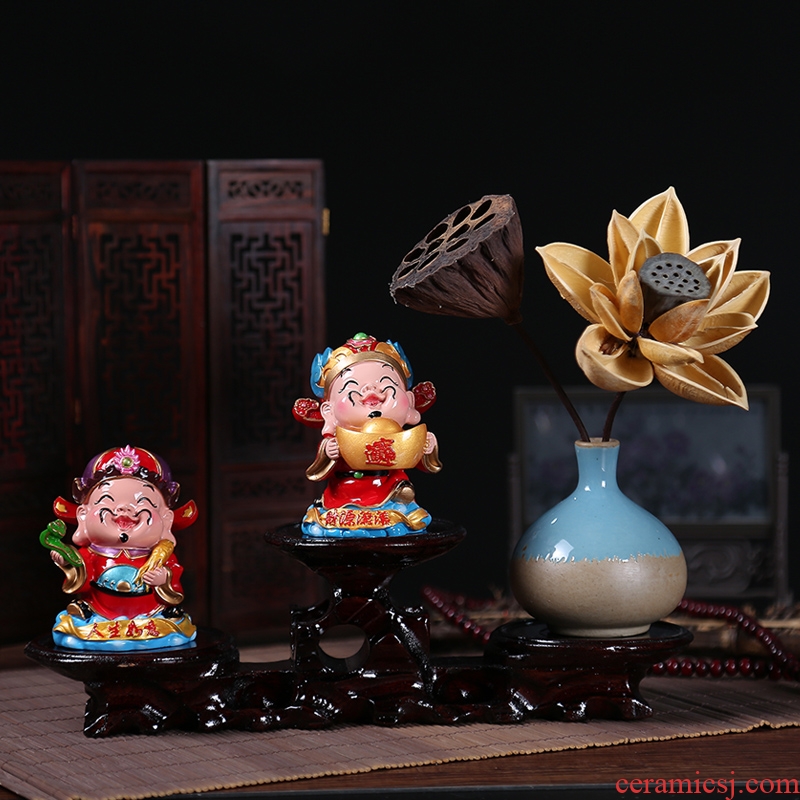 Zen ceramic vase water lily dried flowers suit creative Chinese god of wealth furnishing articles housewarming gift product choi ornaments