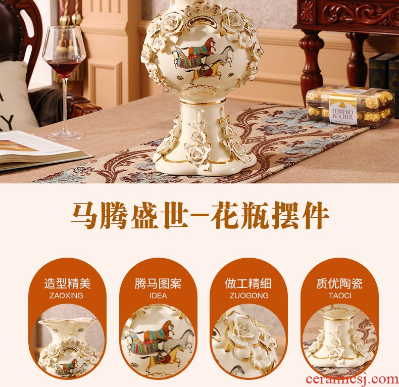 New Chinese style floor vases, flower arranging the sitting room porch home decoration of jingdezhen ceramic dried flowers large floral furnishing articles - 565565686757