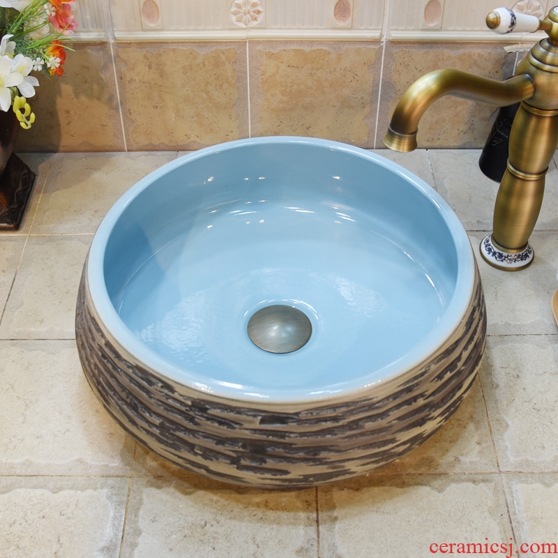 Jingdezhen ceramic lavatory basin basin art on the sink basin basin admiralty pale indigo blue