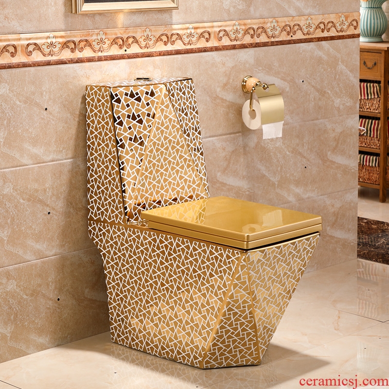 European ceramic household siphon toilet toilet deodorization creative move color gold toilet