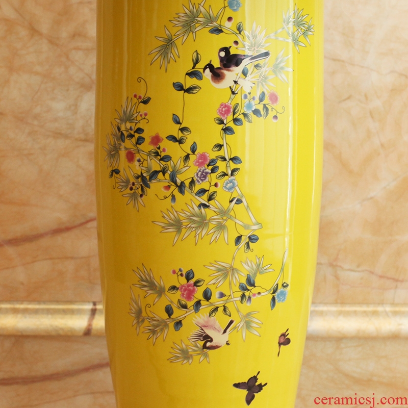 Jingdezhen ceramic art porcelain pillar lavabo basin of European contemporary and contracted the balcony floor toilet is the pool that wash a face