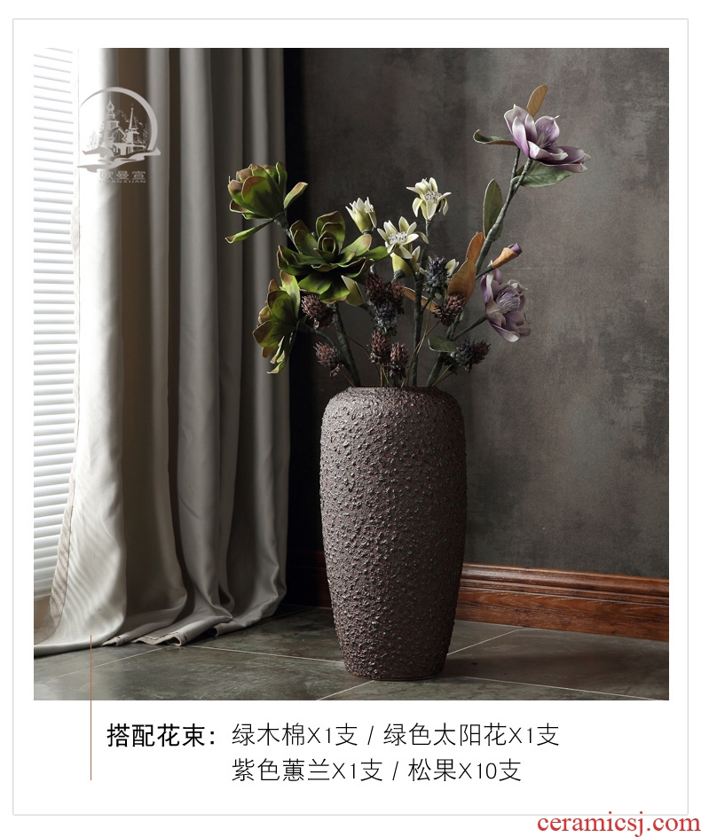 Restore ancient ways the ground ceramic big vase high dry flower arranging flowers sitting room jingdezhen ceramic ornaments furnishing articles pottery coarse pottery - 568592908060