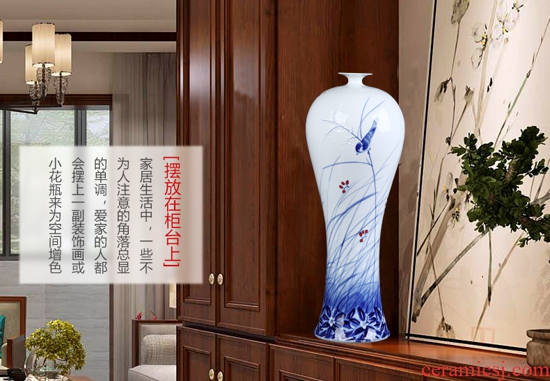 Jingdezhen ceramics of large blue and white porcelain vase sitting room open TV ark adornment of Chinese style household furnishing articles - 560747089989