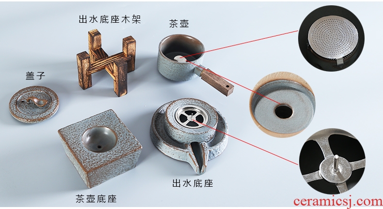 Friend is coarse pottery making tea with a complete set of ceramic automatically kung fu stone mill automatically flush the teapot teacup gift box package