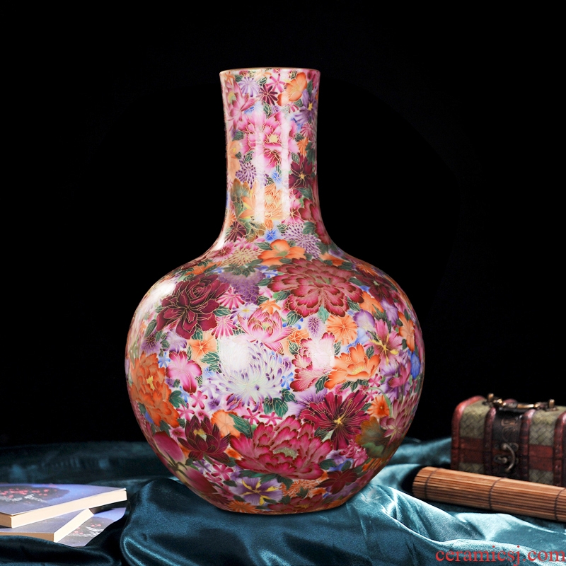 Jingdezhen ceramics into a high-end antique gold silk flower live celestial sitting room place vase home decoration process