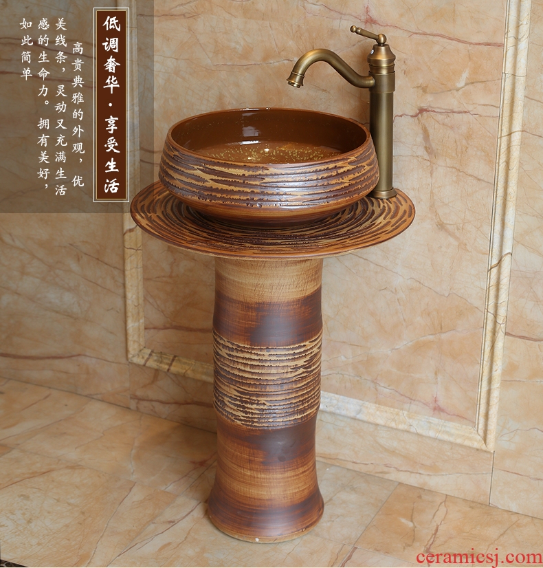 Jingdezhen ceramic basin art columns carved toilet lavatory sink European I and contracted