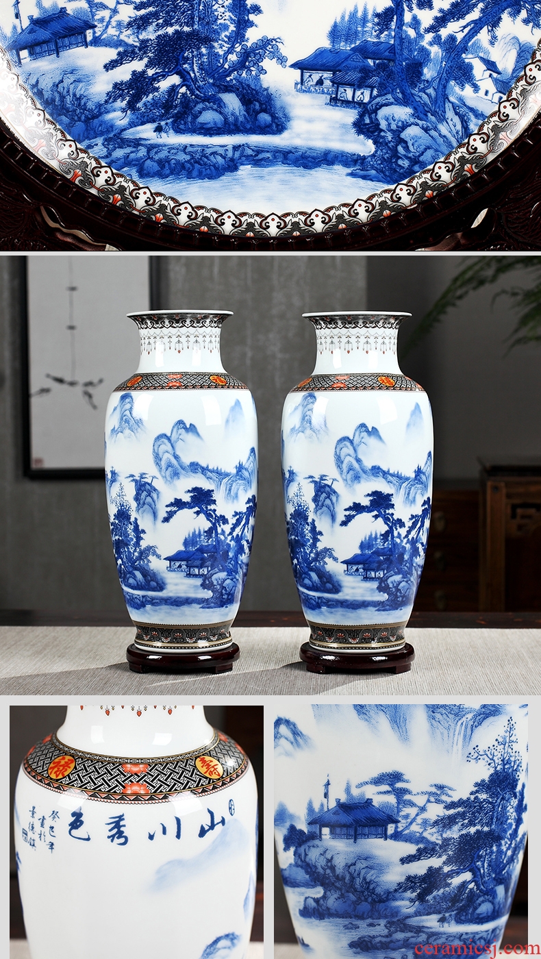 Jingdezhen ceramics red a thriving business large vases, new Chinese style living room porch ark adornment furnishing articles - 564492408773