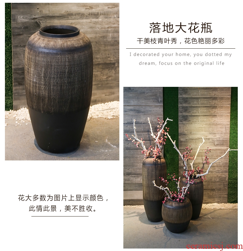 Ceramic floor big dried flower vase planting sitting room place hotel villa covers coarse pottery restoring ancient ways do old creative decoration - 571706882625