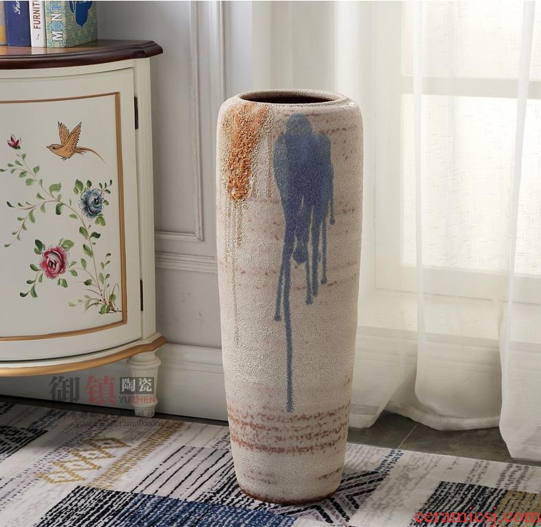 Be born big ceramic vase Chinese style restoring ancient ways furnishing articles sitting room hotel lobby up household soft adornment flower arranging device - 555580870721