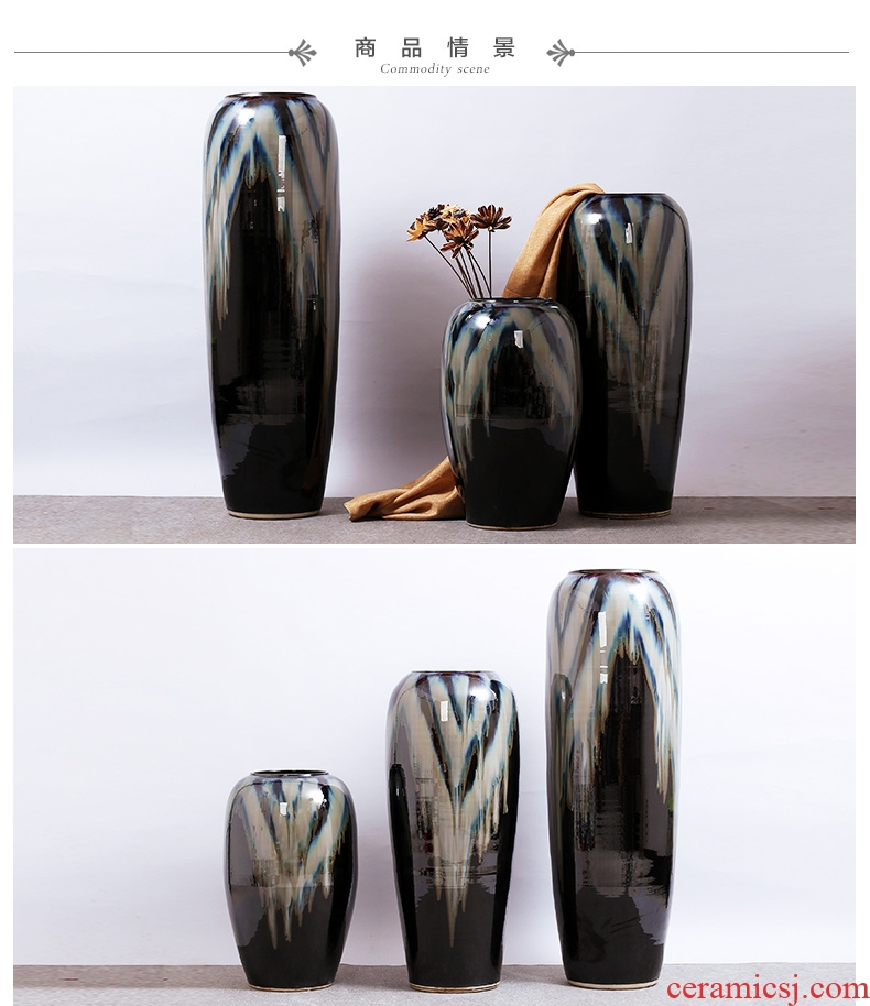Modern European ceramic vase color glaze up landing vase sitting room hotel villa place big vase retro - 523293332633