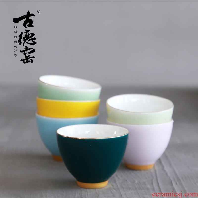 Goodall up rainbow of sample tea cup ceramic cups kung fu tea set perfectly playable cup paint color pu - erh tea cups of water