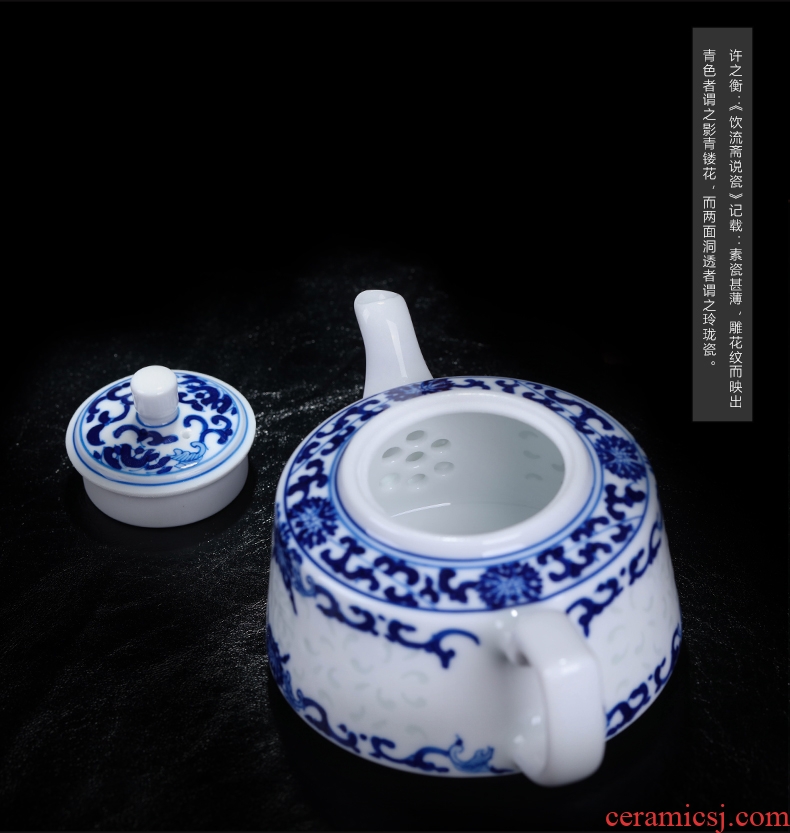 Jingdezhen blue and white and exquisite hand - made ceramic teapot kung fu tea tea is small with large tea kettle