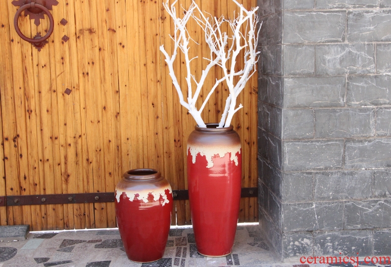 Jingdezhen ceramics colored enamel landing large gourd vases, feng shui living room home furnishing articles - 537094249074