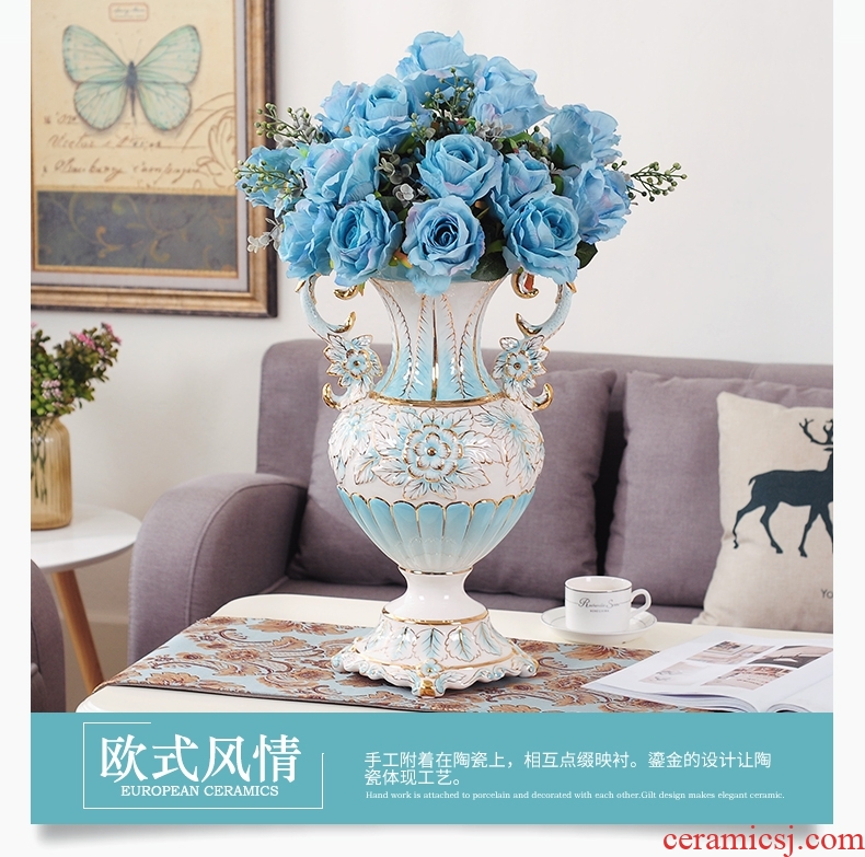 Murphy European rural retro big ears ceramic vase floral suit American creative sitting room place flower arrangement - 561066210083