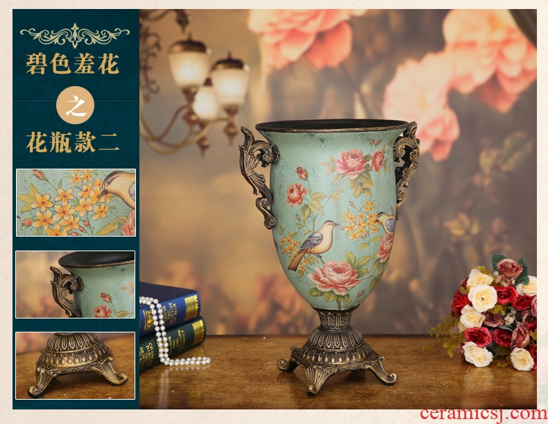Flower fox American country ceramic painting of flowers and large vases, Flower implement furnishing articles be born European - style home decoration - 524952644629