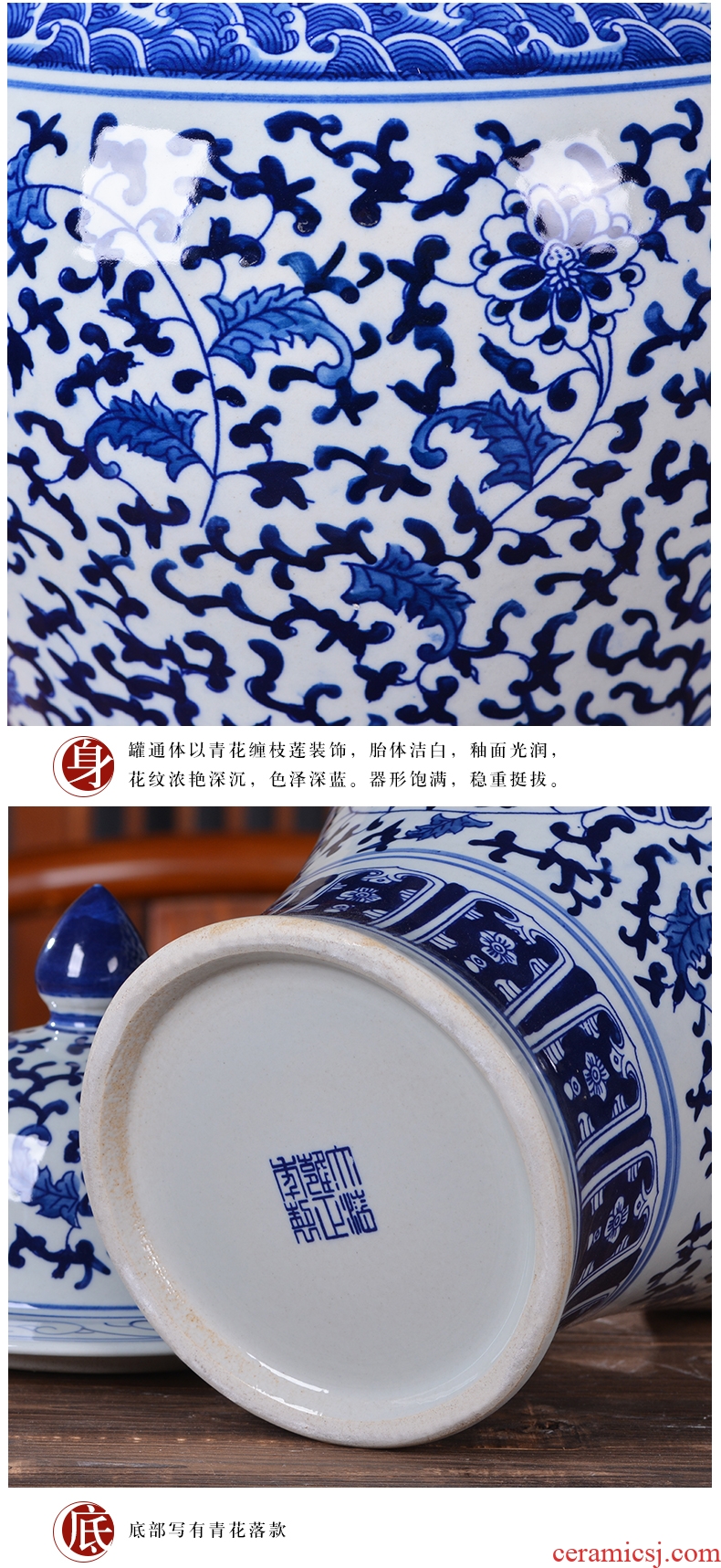 Jingdezhen ceramics hand - made of blue and white landscape 1 meter of large vases, large home sitting room adornment is placed - 569203857099