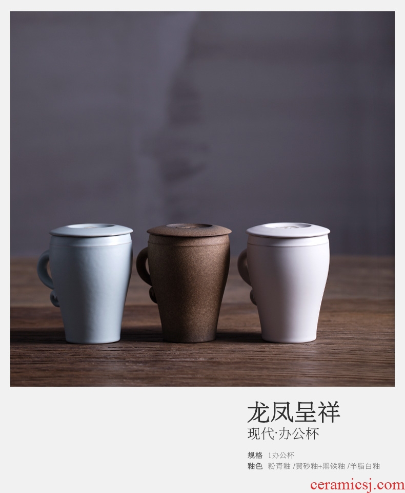 Million kilowatt/hall office ceramic cup with cover large anti hot filter cup office mug cups in extremely good fortune