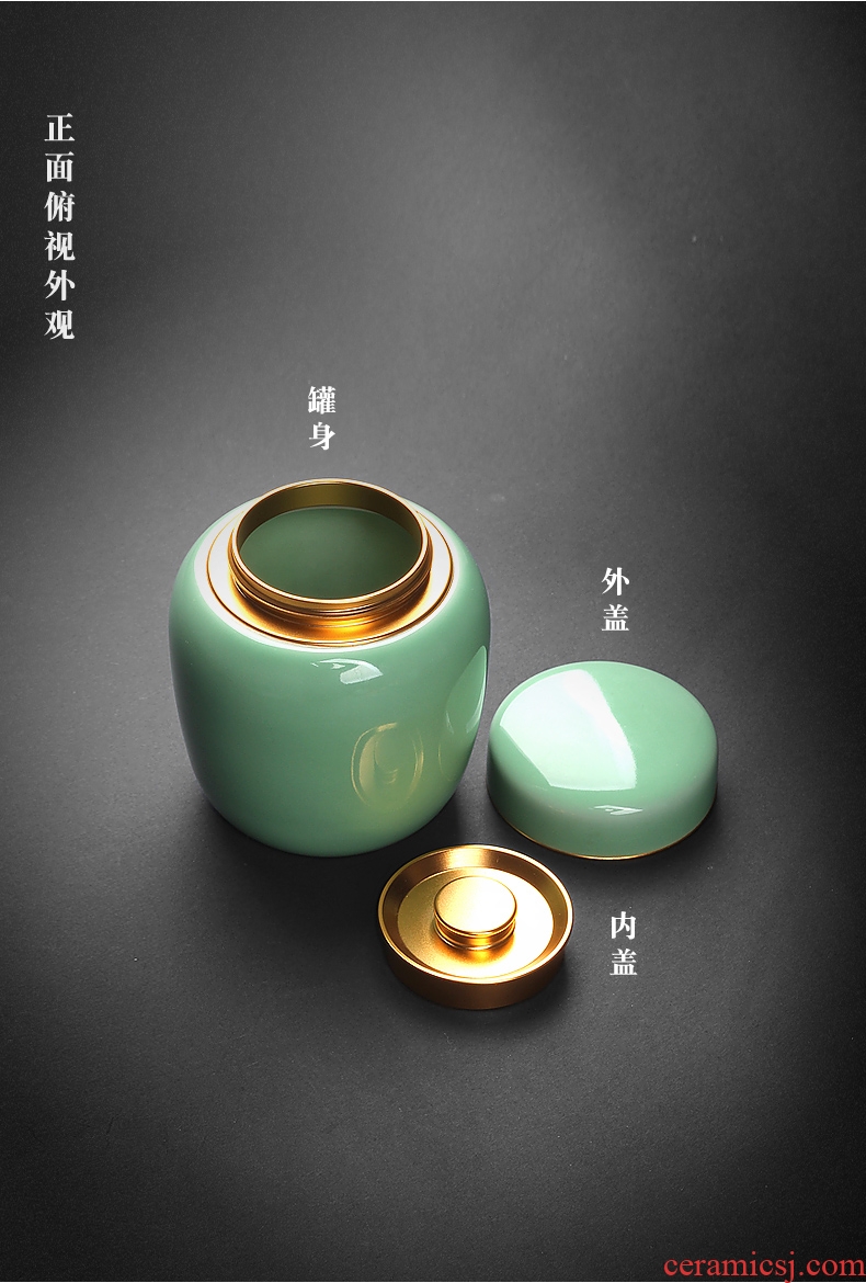 Ceramic seal caddy fixings longquan celadon portable storage POTS household receives tea set porcelain pot store receives the tao