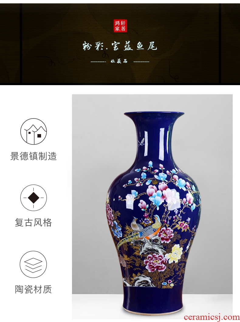 Jingdezhen ceramic floor big vase archaize jin rust was sitting room place of blue and white porcelain hotel decoration - 41947486895