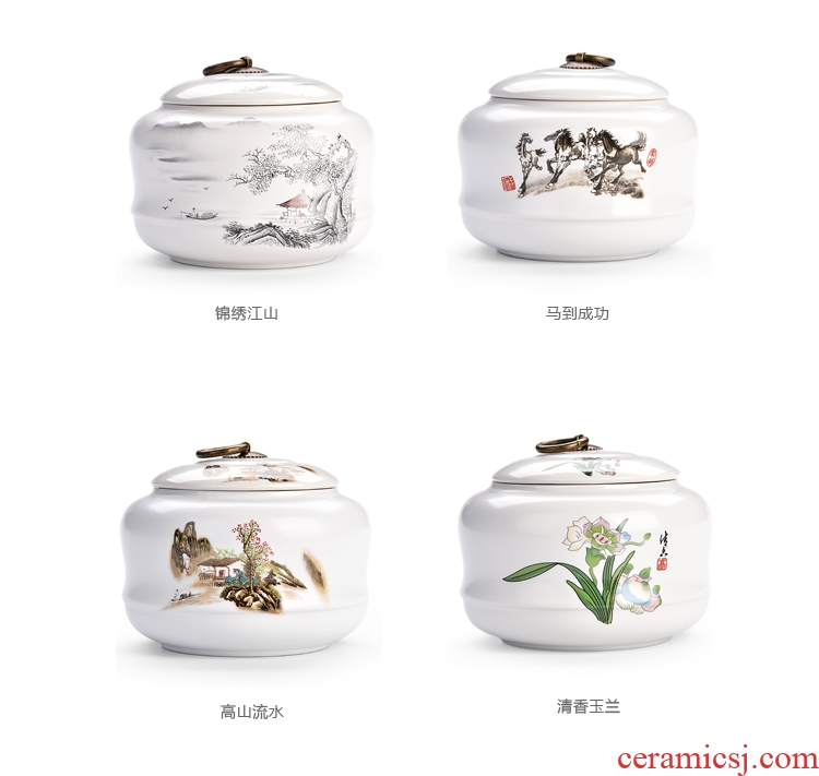 Quiet life caddy ceramic storage tanks seal pot pu 'er tea, green tea POTS packaging large half jins