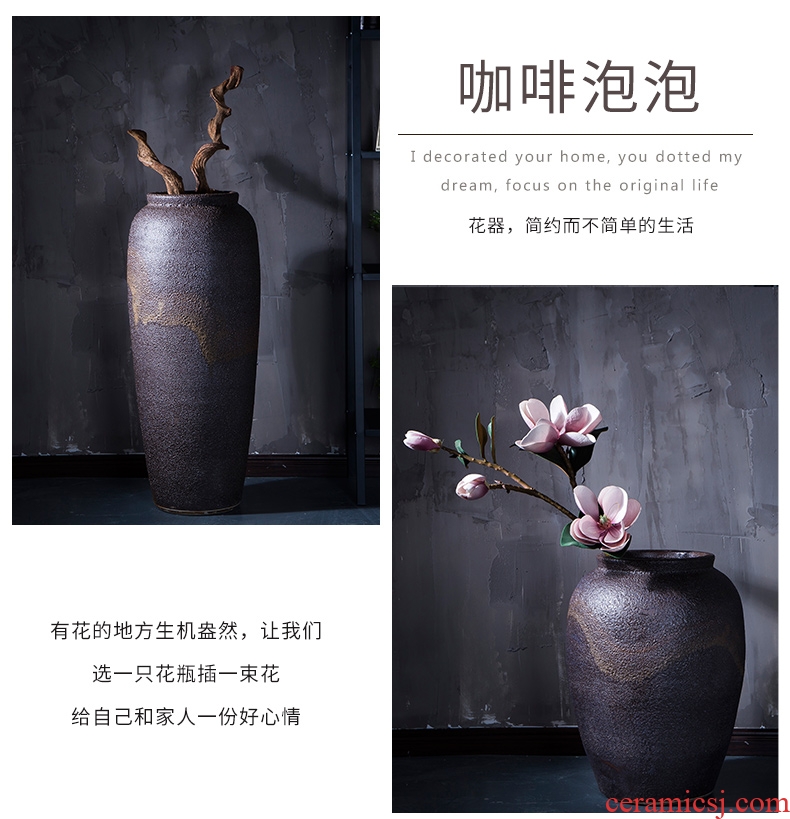 Jingdezhen ceramic big vase colored glaze flower arranging landing place villa living room flower implement contracted and I retro POTS - 564302457881