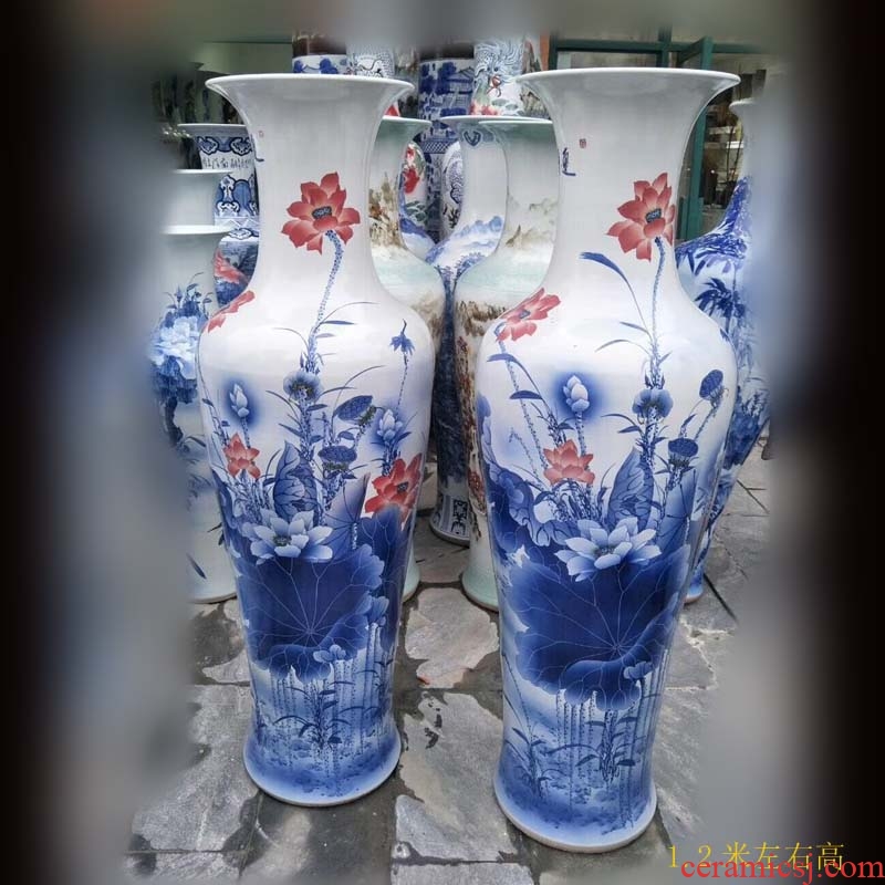 Jingdezhen ceramics peach blossom put water point three - piece vase furnishing articles large Chinese ancient frame sitting room adornment - 567035898594