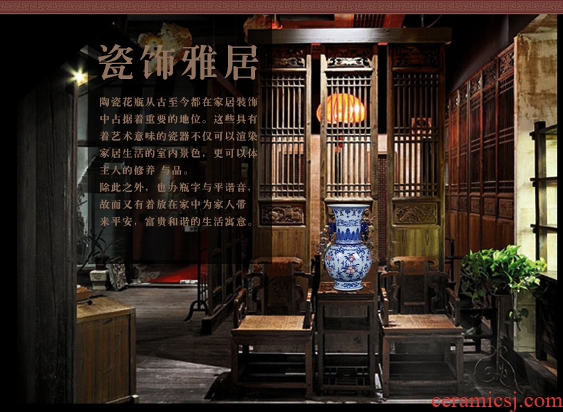 Jingdezhen ceramic hand - made pastel ensemble of large vase home sitting room hotel Chinese large - sized furnishing articles - 538065724594