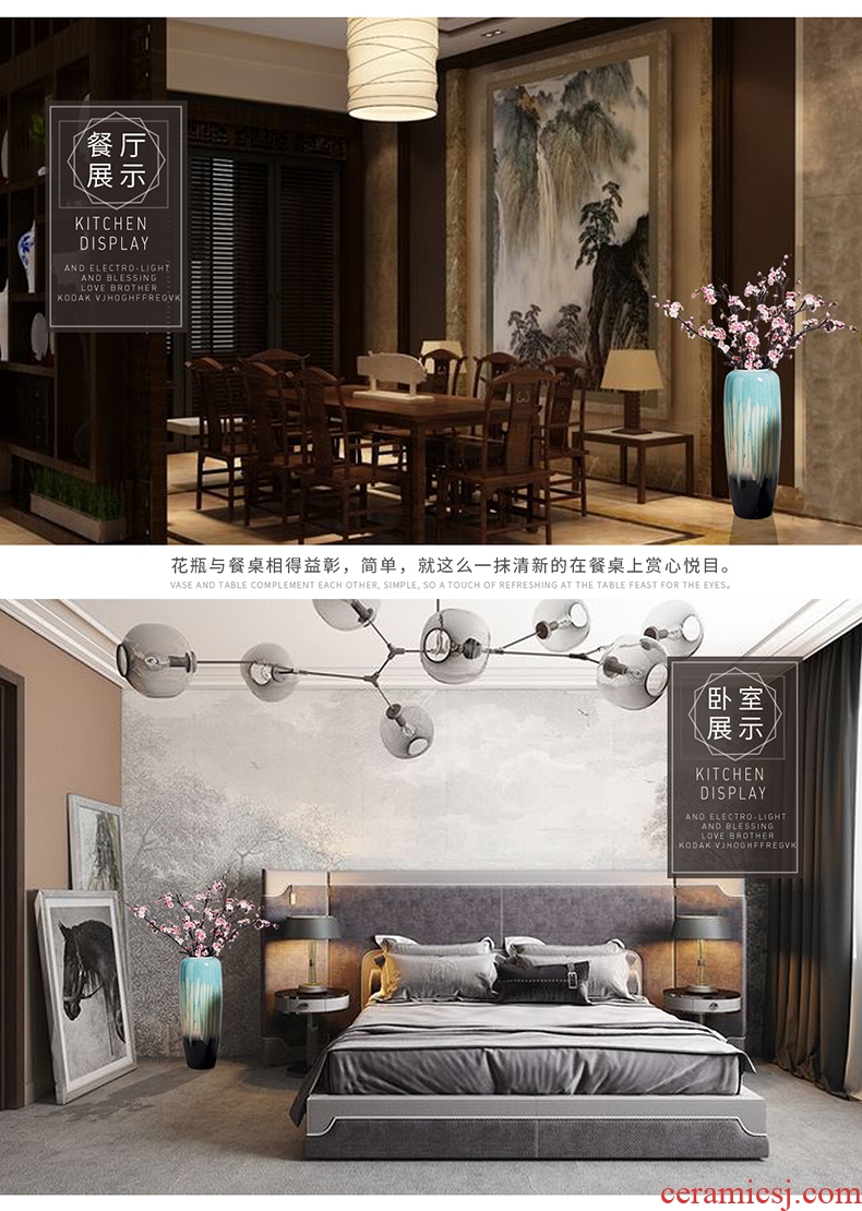 Light DEVY modern key-2 luxury jingdezhen ceramic vase hydroponic furnishing articles new Chinese flower arrangement sitting room hand big vase - 571385754442