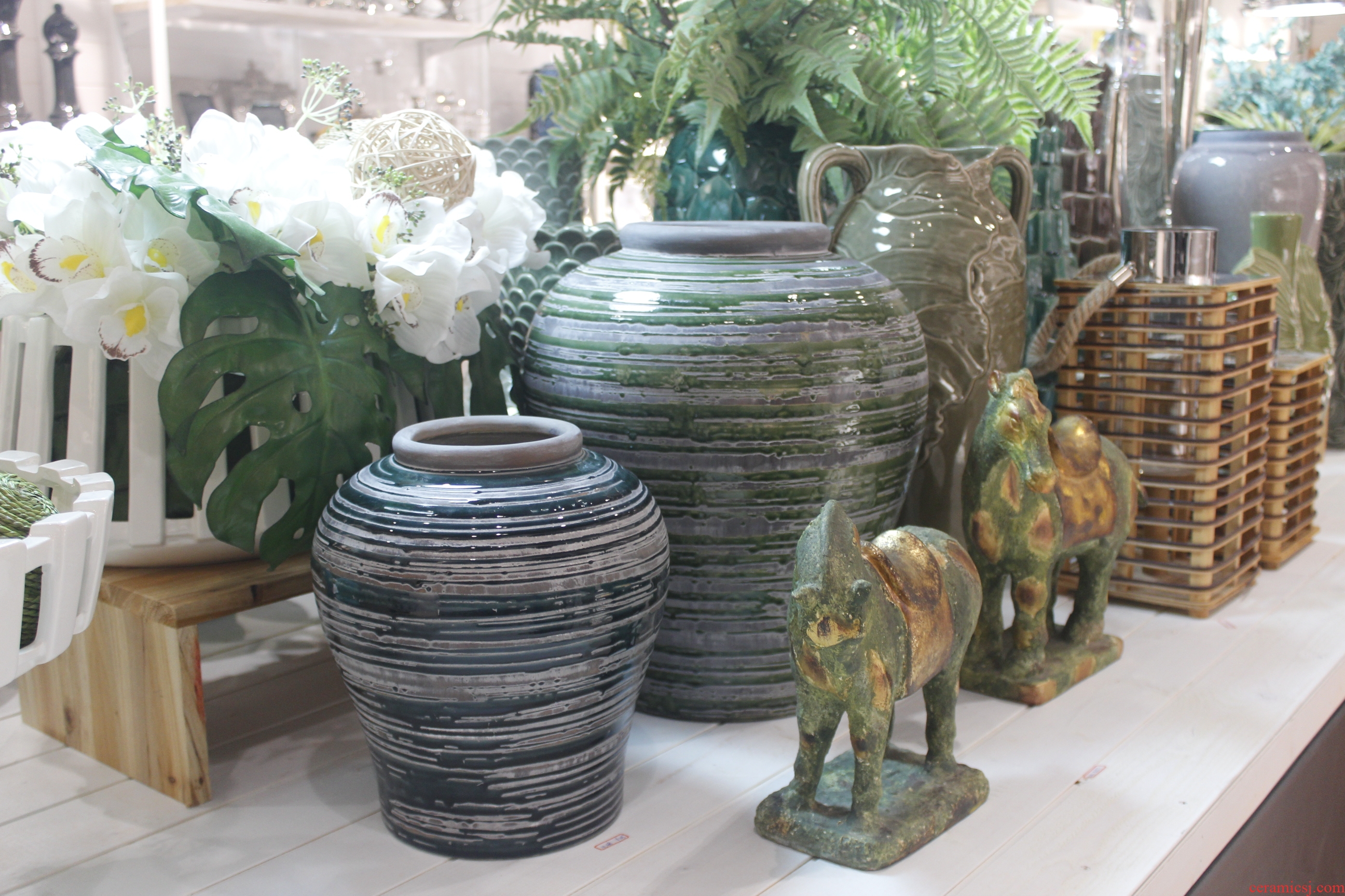 New Chinese style hand - made ceramic furnishing articles peony large vases, flower arranging rich ancient frame porch zen sitting room adornment restoring ancient ways - 536181231928