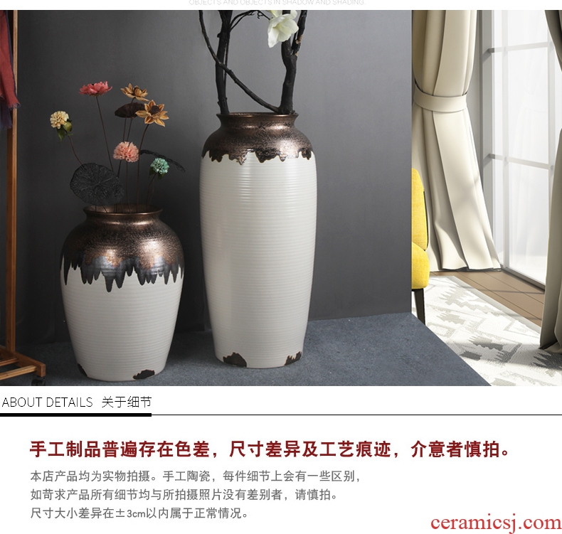 Retro nostalgia of pottery and porcelain vase of large flowers sitting room the hotel villa garden decoration flower implement coarse pottery big furnishing articles - 556635956570