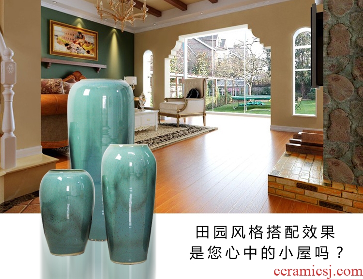 Jingdezhen large sapphire blue pottery and porcelain vases, flower arranging archaize sitting room of Chinese style household decorations TV ark, furnishing articles - 520763486334