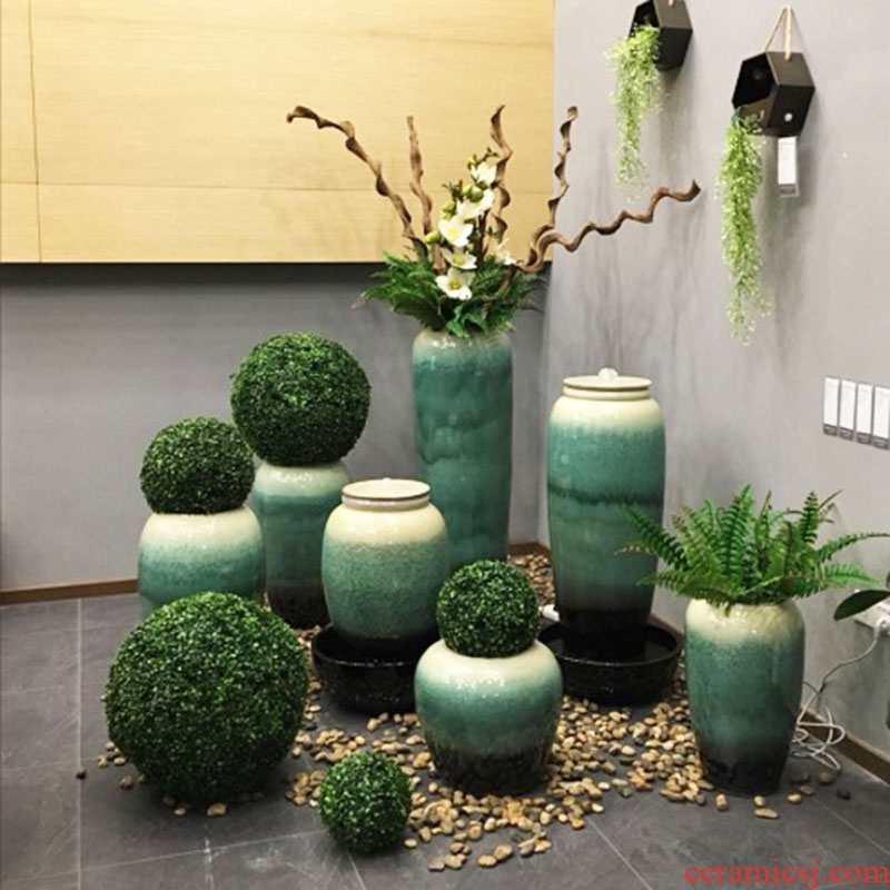 Modern example of jingdezhen ceramic vases, flower arrangement sitting room big be born furnishing articles villa hotel pottery decoration - 524830347184