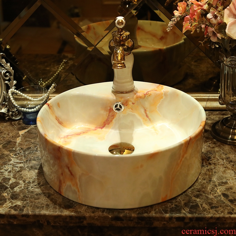 Jingdezhen ceramic European stage basin water suit the lavatory circle basin of Chinese style arts toilet lavabo