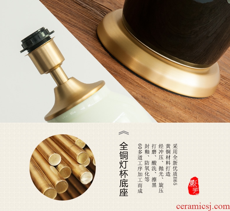 I and contracted all copper ceramic desk lamp sitting room 1055. The study of Chinese style to decorate The hotel guest room desk lamp of bedroom The head of a bed