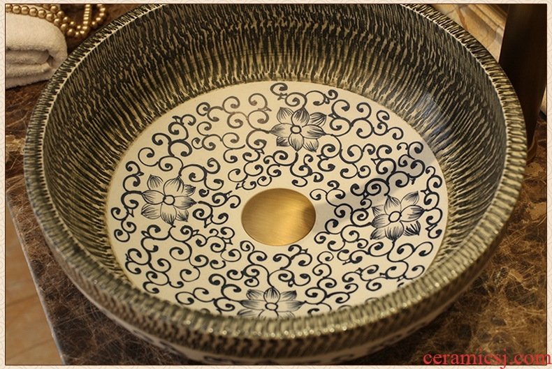 Jingdezhen ceramic stage basin, art basin of continental antique bathroom toilet lavatory sink carved restoring ancient ways