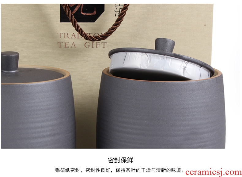 Famed diffuse carving time coarse pottery caddy fixings ceramics medium sealed jar general Japanese storage tanks gift box packaging