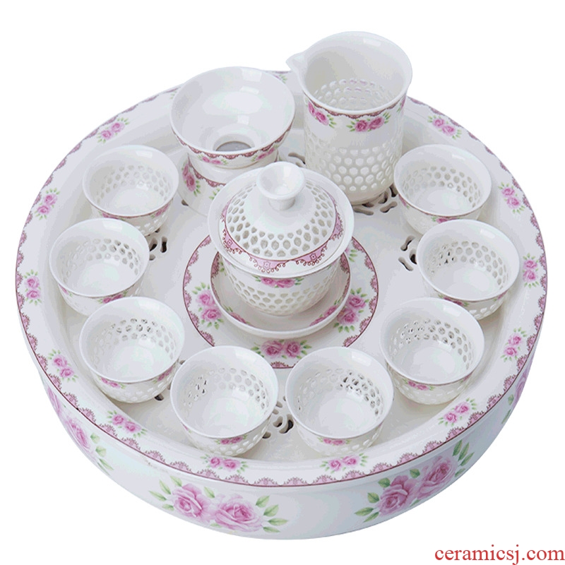 Ronkin whole household exquisite kung fu tea sets mini ceramic tea tray was small hollow out simple make tea