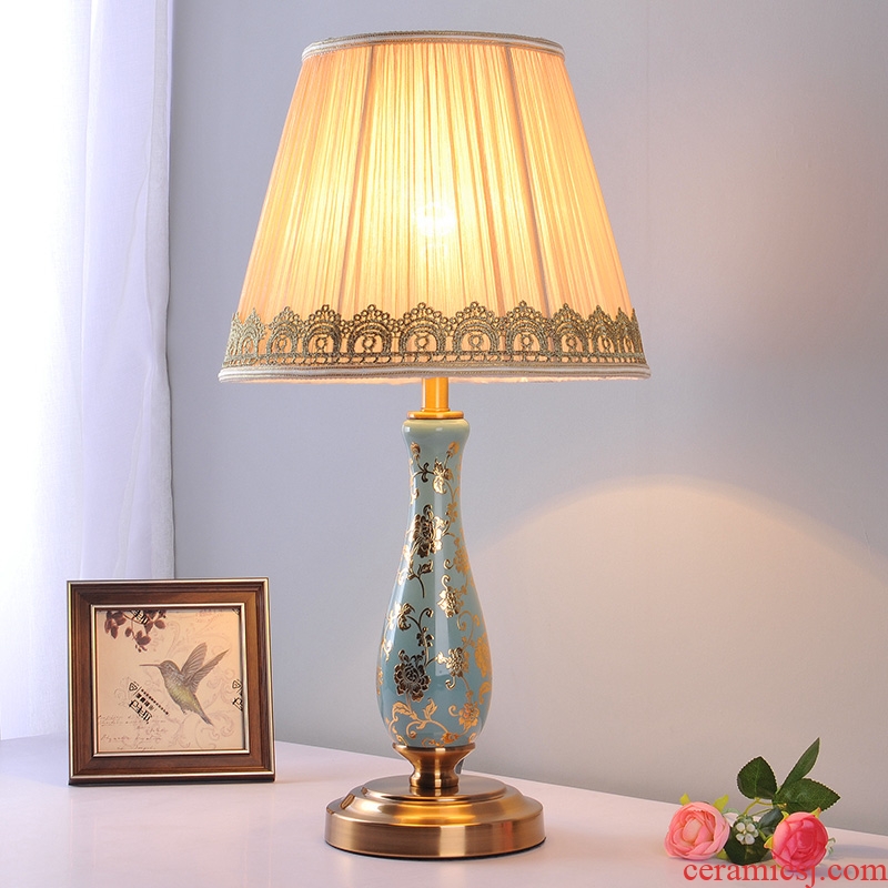European ceramic desk lamp warm bedroom berth lamp sitting room study contracted household adornment move remote marriage room