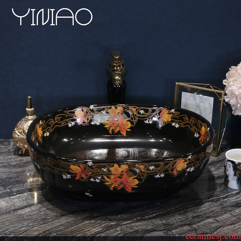 Million birds European stage basin round ceramic household sink art lavatory basin Jin Wen lavabo