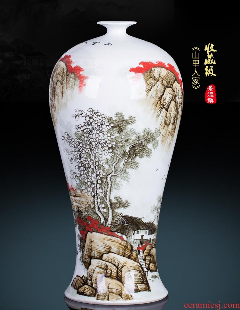 Jingdezhen ceramics Chinese mountains and rivers xiuse landing place sitting room hotel decoration decoration hand - made big vase - 569127166339