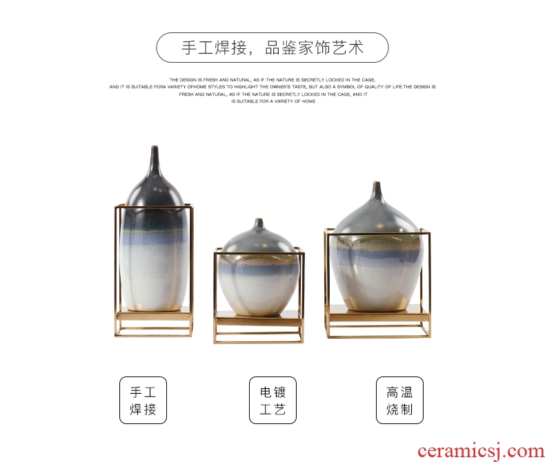 Jingdezhen ceramics colored enamel landing large gourd vases, feng shui living room home furnishing articles - 572538547873
